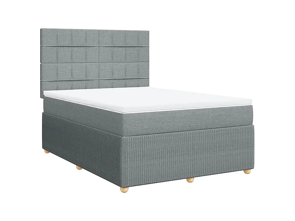 Boxspringbett mit Matratze Hellgrau 140x190 cm Stoff