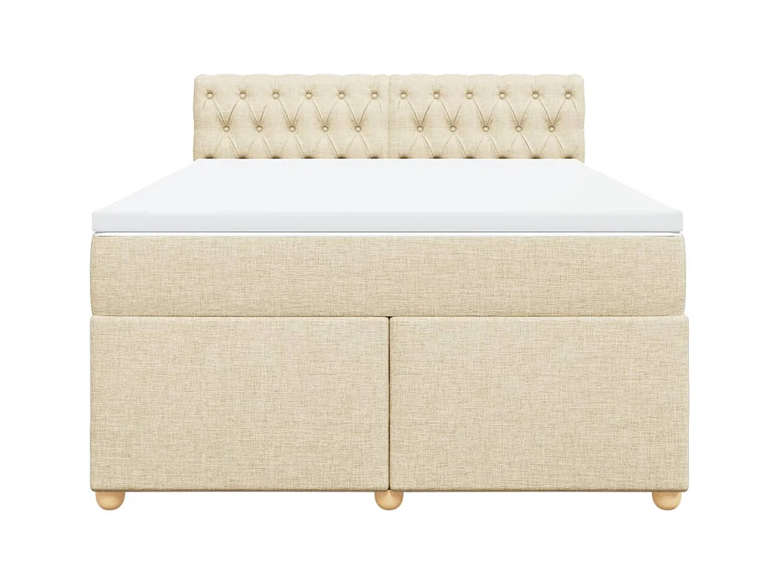 Boxspring met matras stof crèmekleurig 160x200 cm