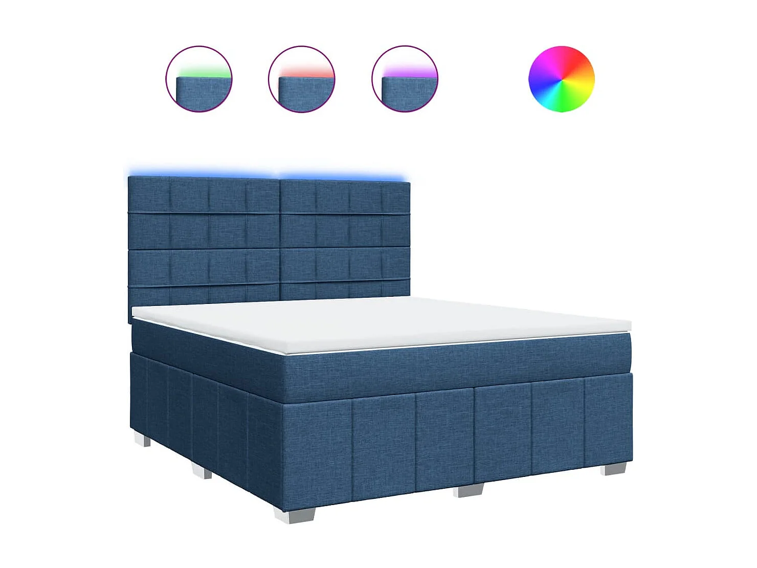 Boxspringbett mit Matratze Blau 180x200 cm Stoff