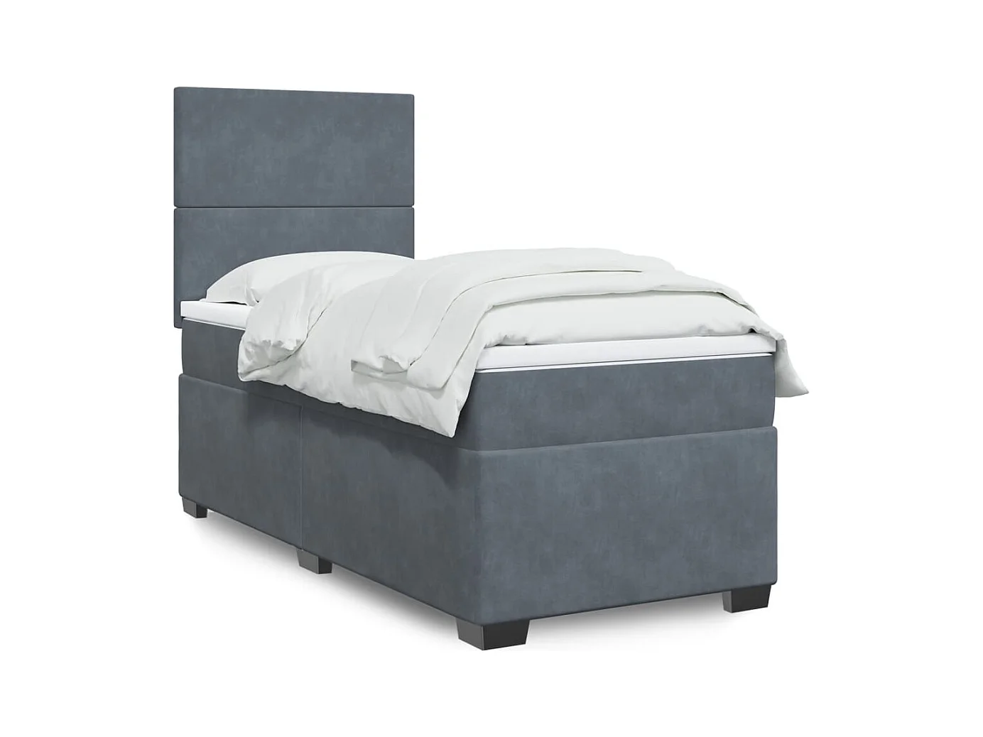 Sommier à lattes de lit et matelas Gris foncé 90x200 cm Velours