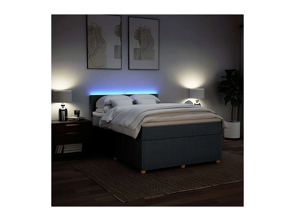 Sommier à lattes de lit avec matelas Gris foncé 140x190cm Tissu