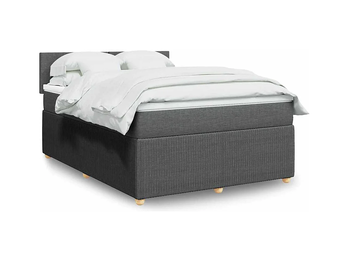 Giroletto a Molle con Materasso Grigio Scuro 140x190 cm Tessuto