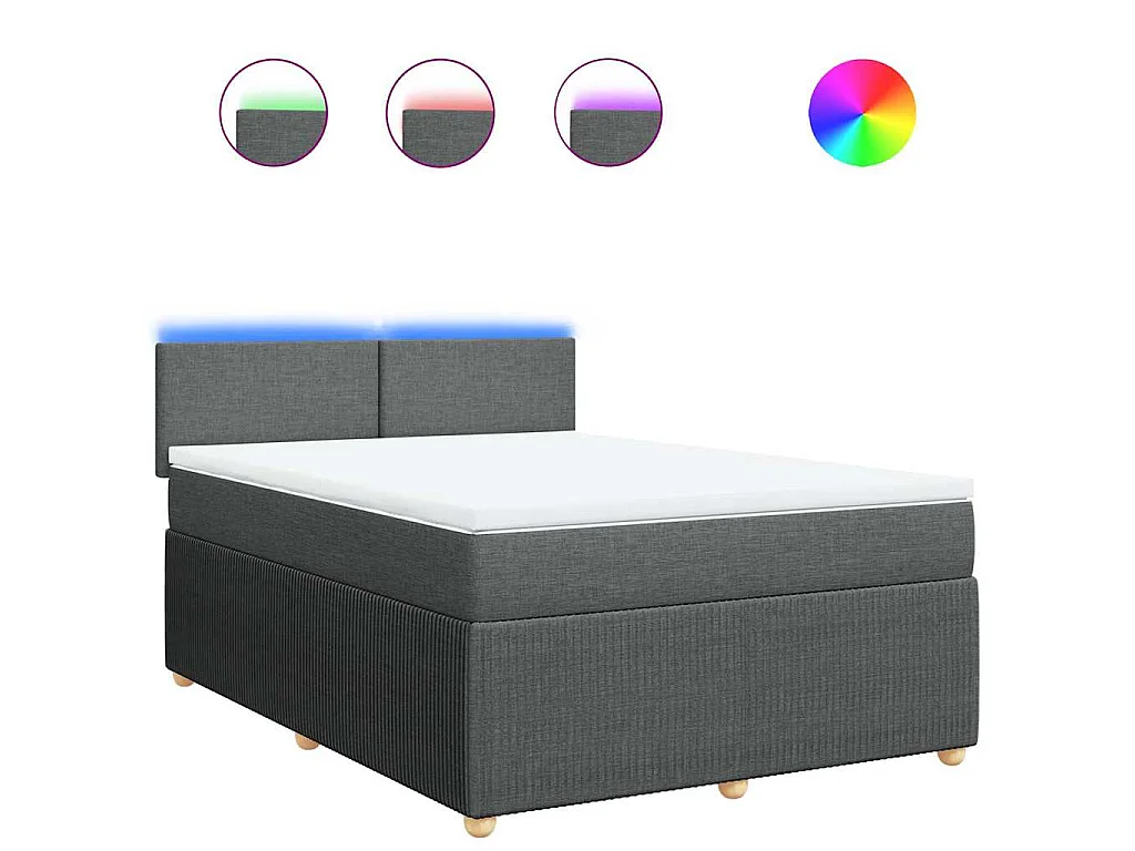 Boxspringbett mit Matratze Dunkelgrau 140x190 cm Stoff