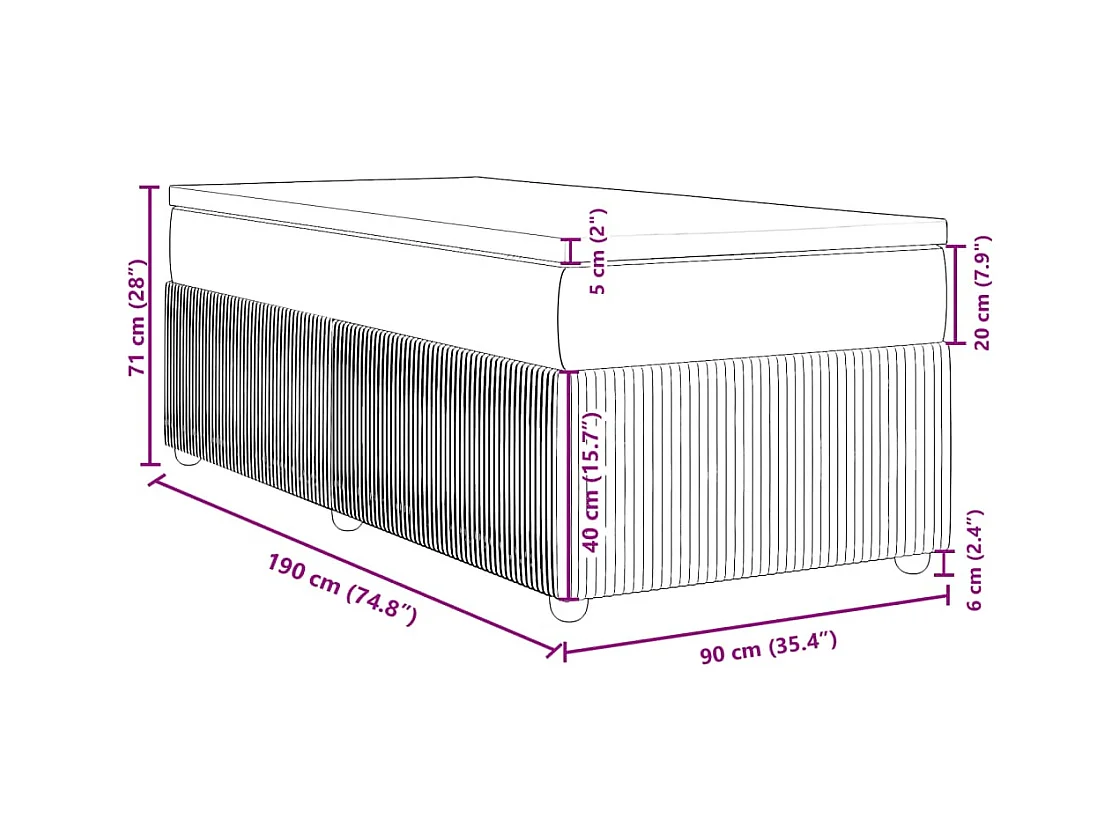Boxspring met matras stof blauw 90x190 cm