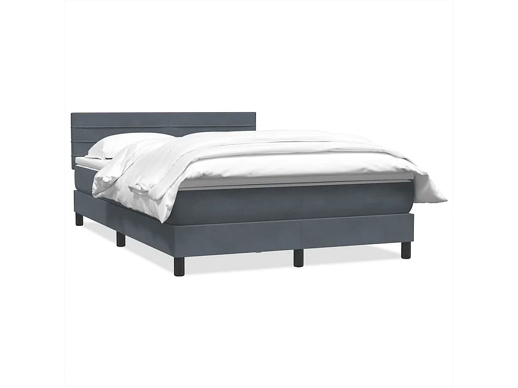 Cama box spring con colchón terciopelo gris oscuro 160x210 cm
