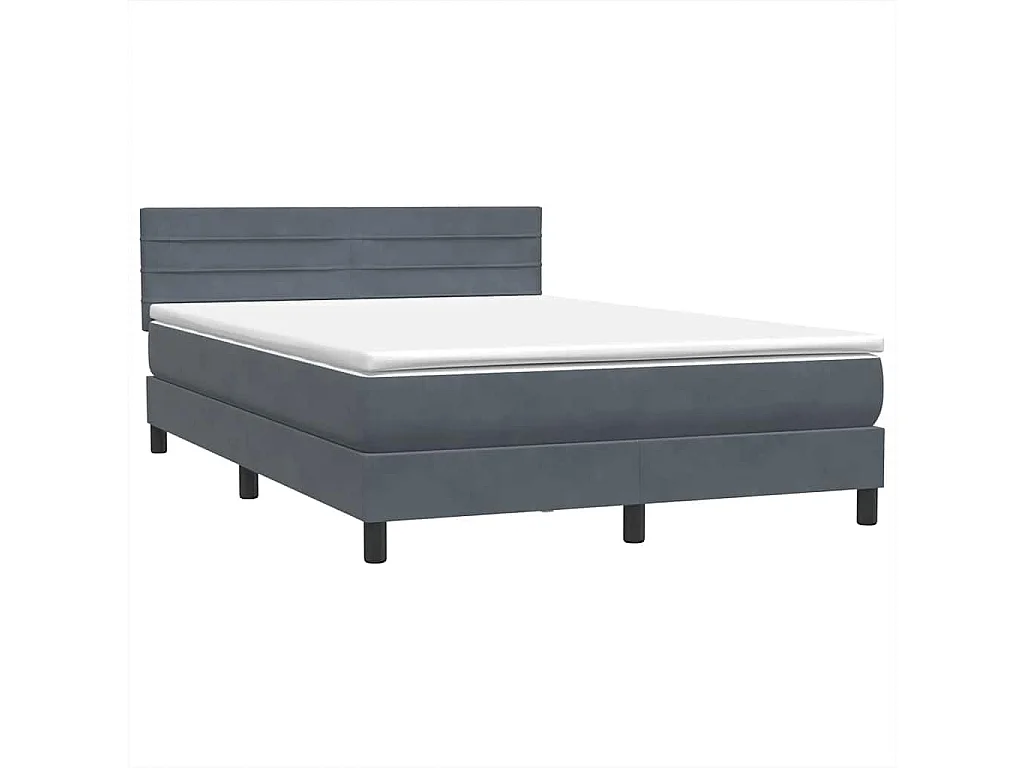 Sommier à lattes de lit et matelas gris foncé 160x210cm velours