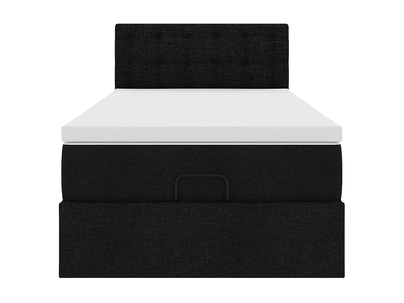 Lit ottoman avec matelas noir 90x200 cm tissu