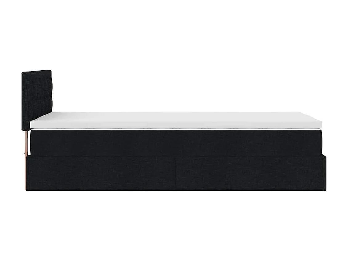 Lit ottoman avec matelas noir 90x200 cm tissu
