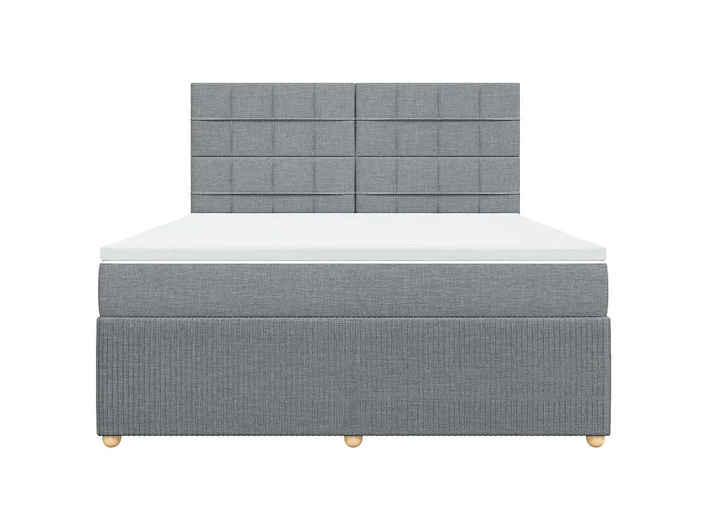 Cama box spring con colchón tela gris claro 180x200 cm