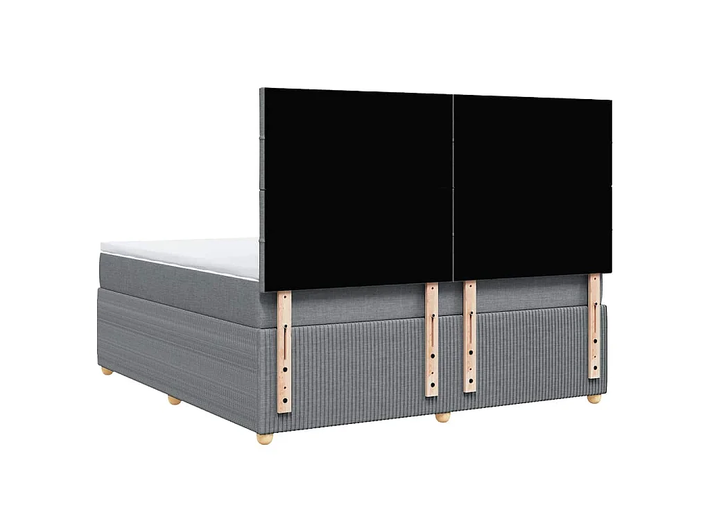 Cama box spring con colchón tela gris claro 180x200 cm