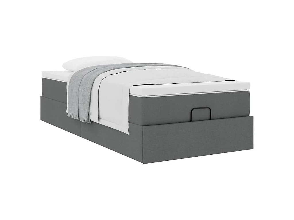 Ottoman bed met matras 90x190cm stof donkergrijs