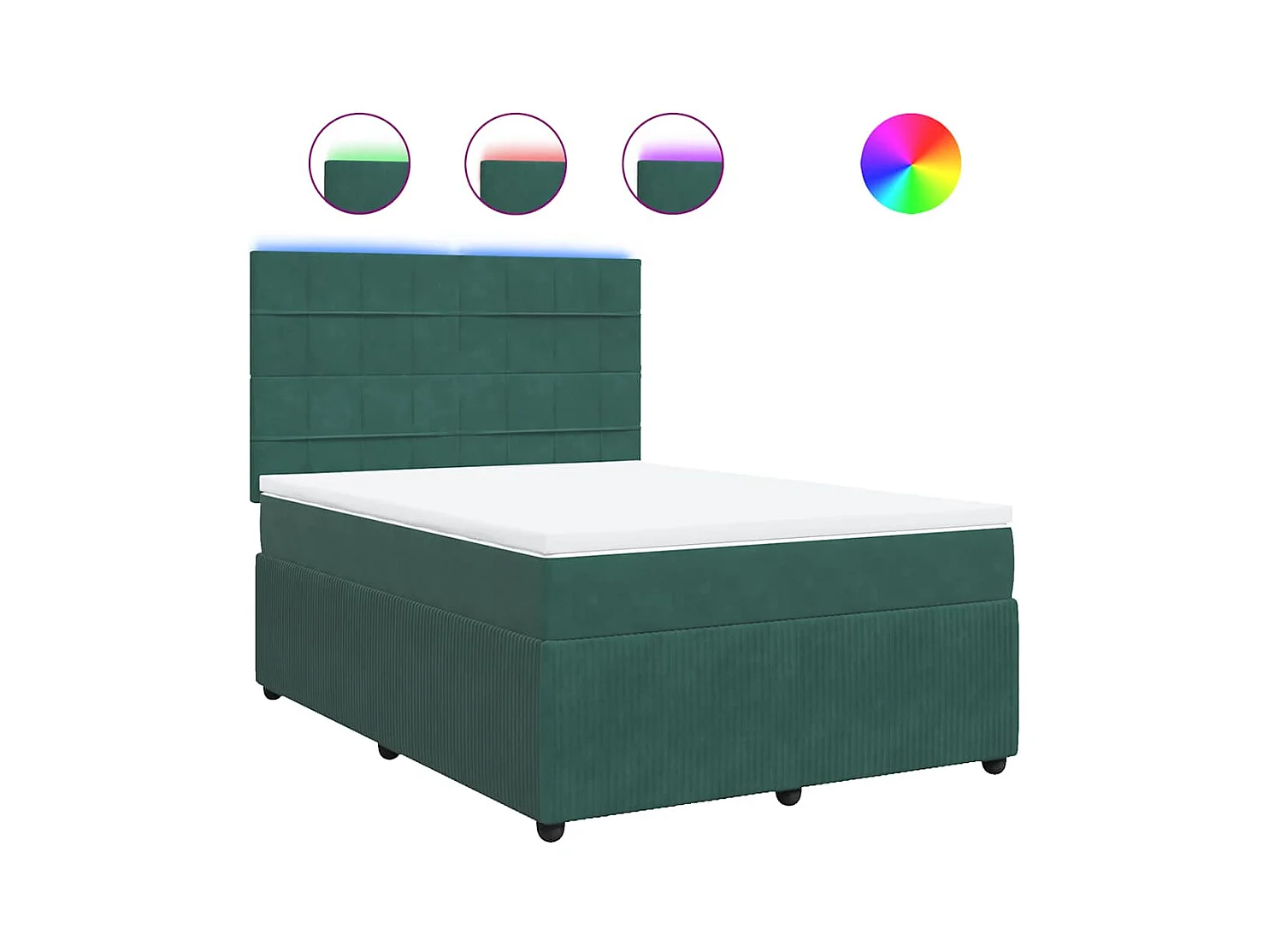 Sommier à lattes de lit et matelas Vert foncé 140x200cm Velours