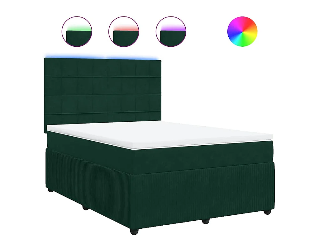 Boxspringbett mit Matratze Dunkelgrün 140x200 cm Samt