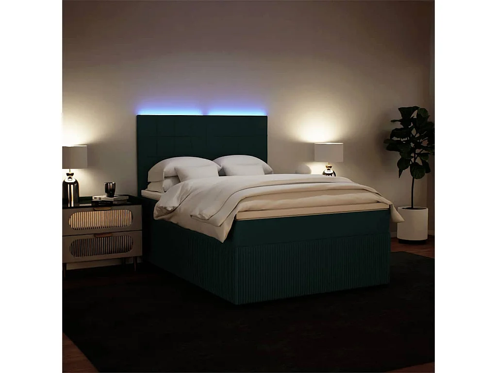Boxspringbett mit Matratze Dunkelgrün 140x200 cm Samt
