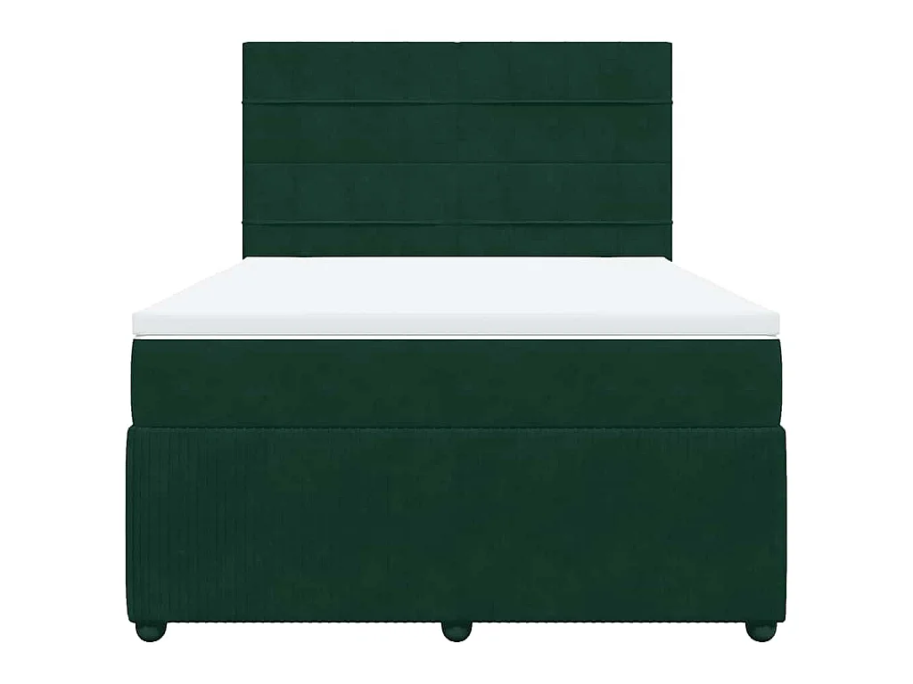 Boxspringbett mit Matratze Dunkelgrün 140x200 cm Samt