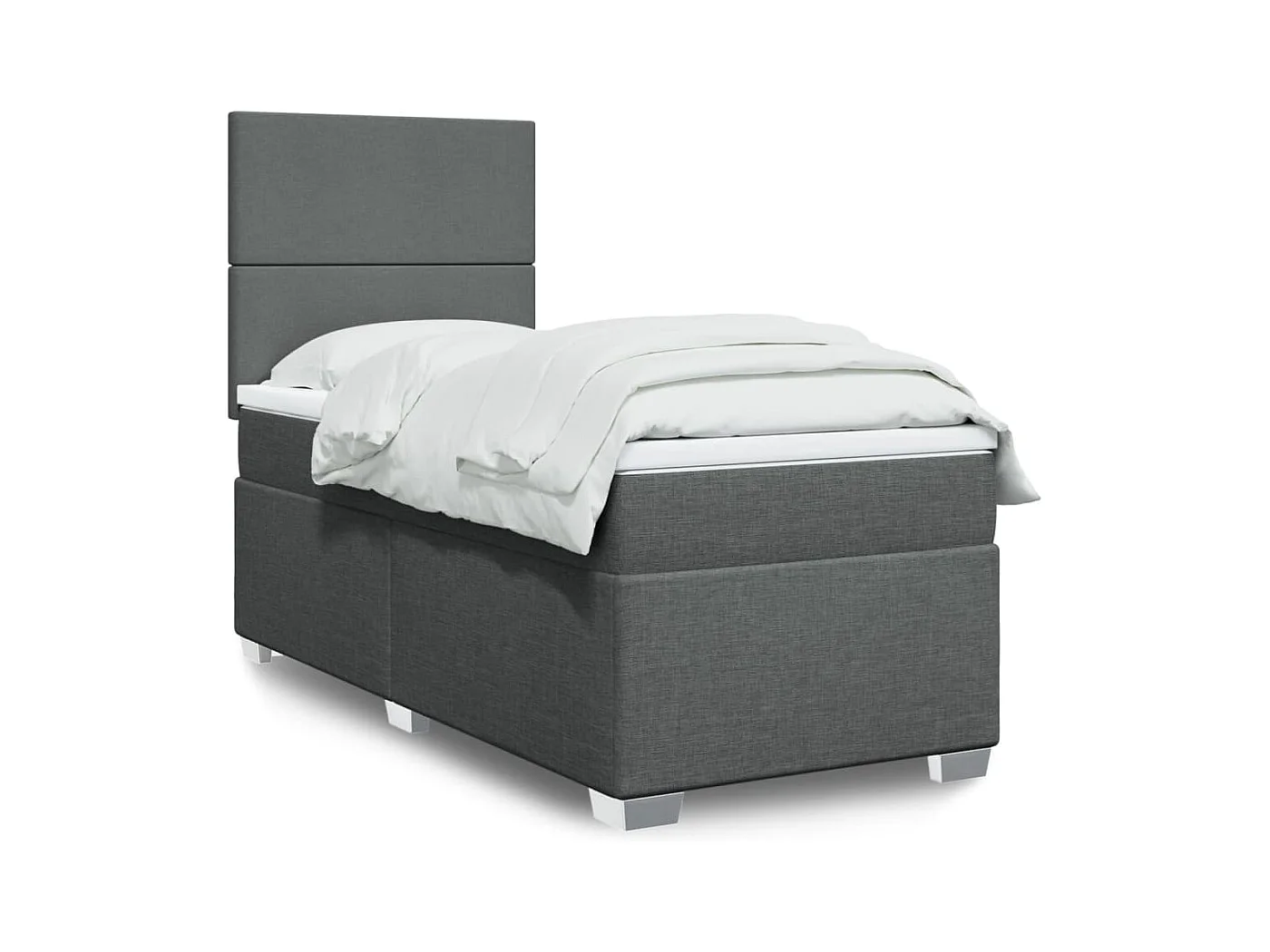 Boxspring met matras stof donkergrijs 90x200 cm