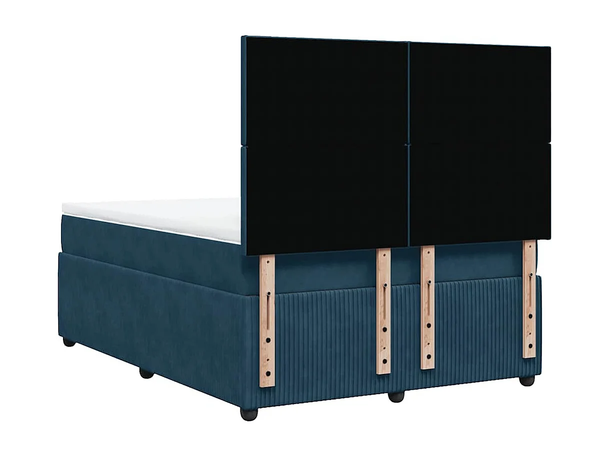 Giroletto a Molle con Materasso Blu Scuro 160x200 cm in Velluto