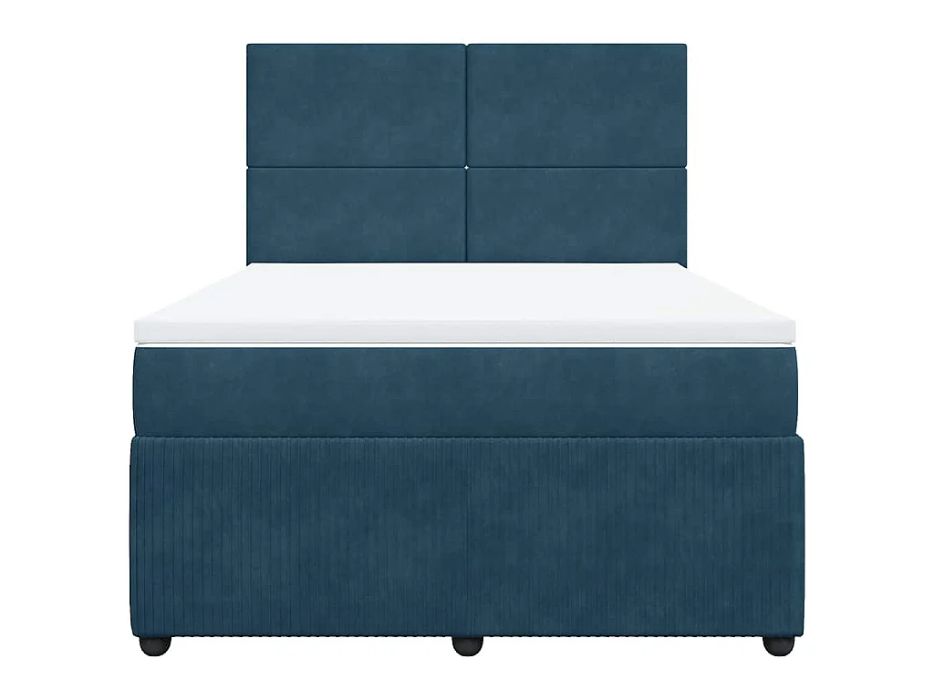 Boxspring met matras fluweel donkerblauw 160x200 cm