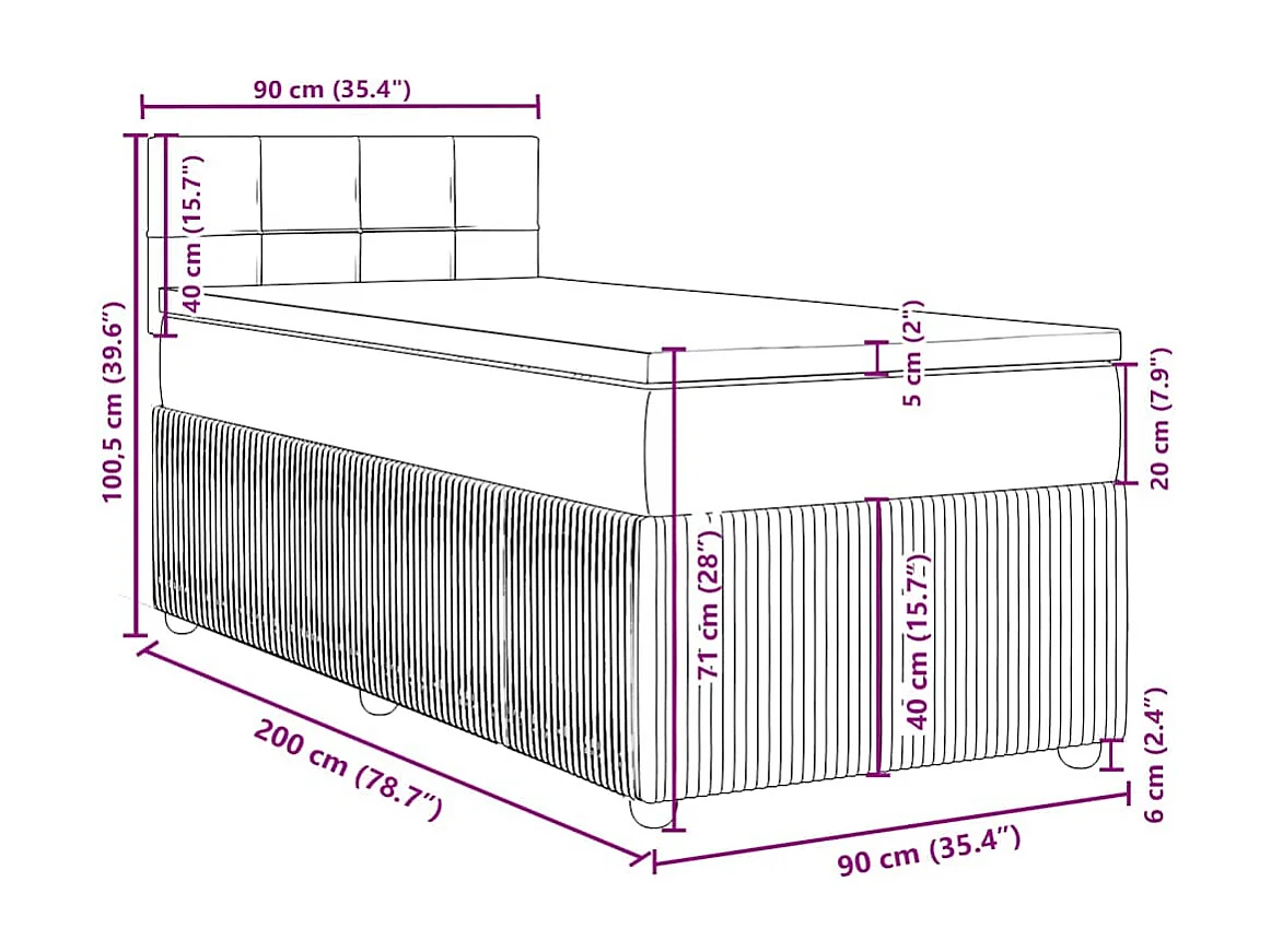Sommier à lattes de lit avec matelas Gris clair 90x200 cm Tissu