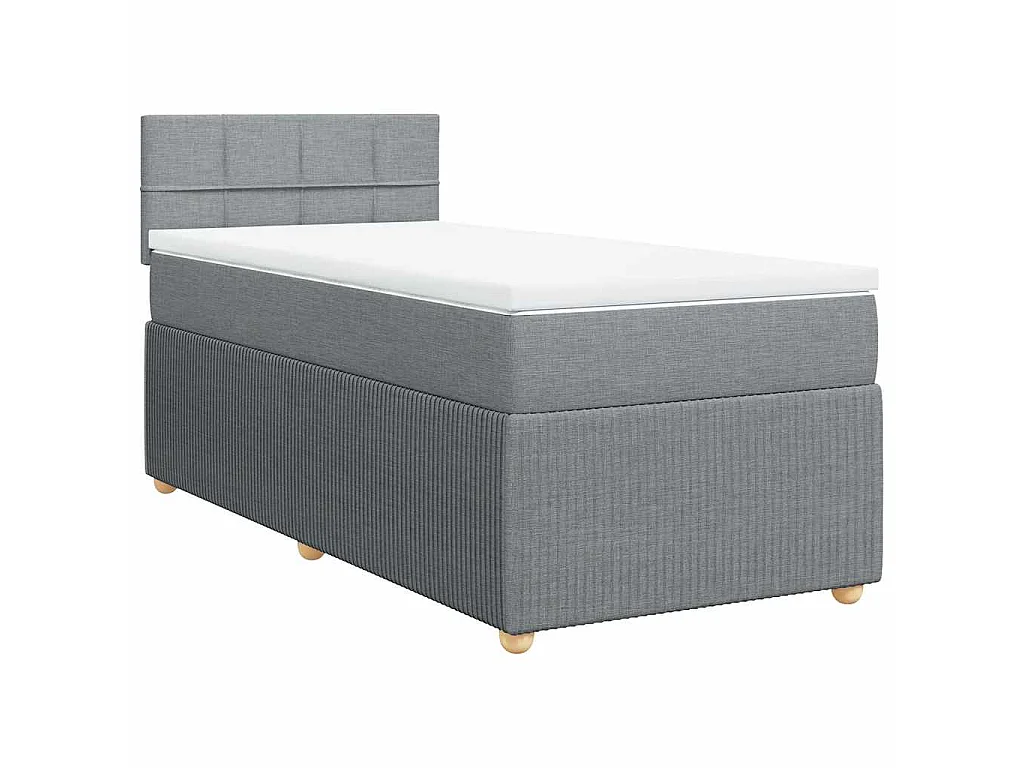 Boxspringbett mit Matratze Hellgrau 90x200 cm Stoff