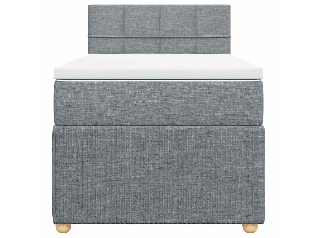 Boxspringbett mit Matratze Hellgrau 90x200 cm Stoff