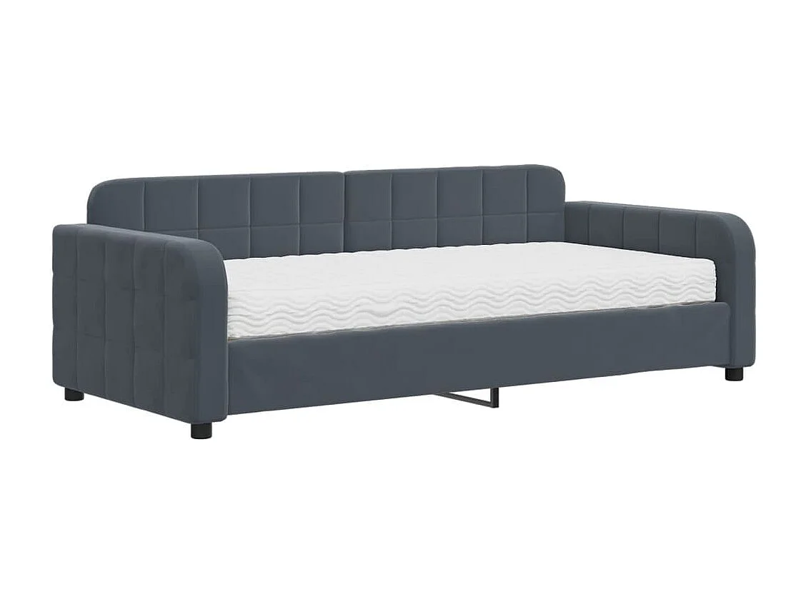 Lit de jour avec matelas gris foncé 90x190 cm velours