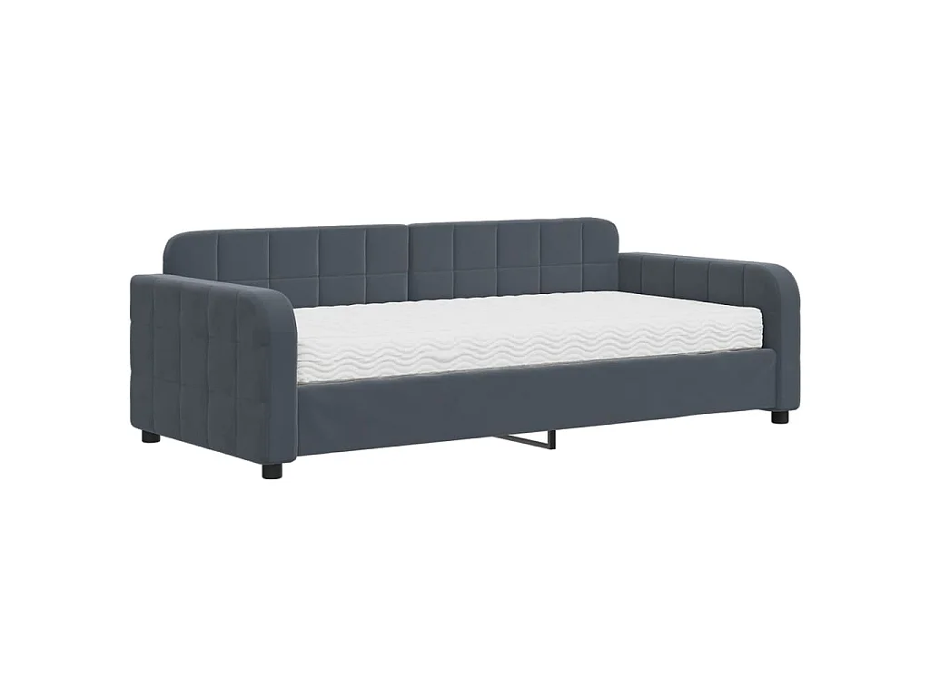 Tagesbett mit Matratze Dunkelgrau 90x190 cm Samt