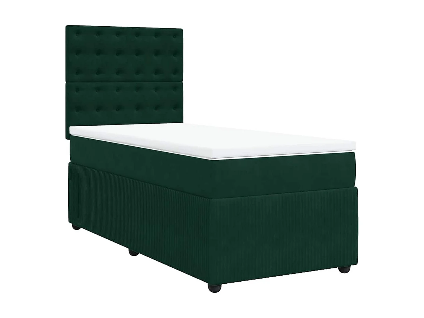 Cama box spring con colchón terciopelo verde oscuro 90x200 cm