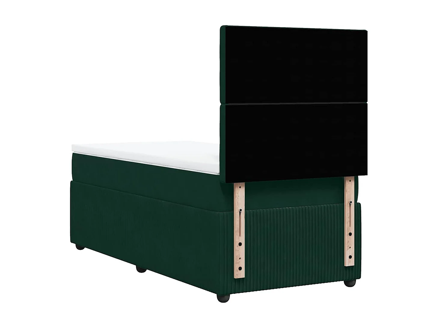 Cama box spring con colchón terciopelo verde oscuro 90x200 cm