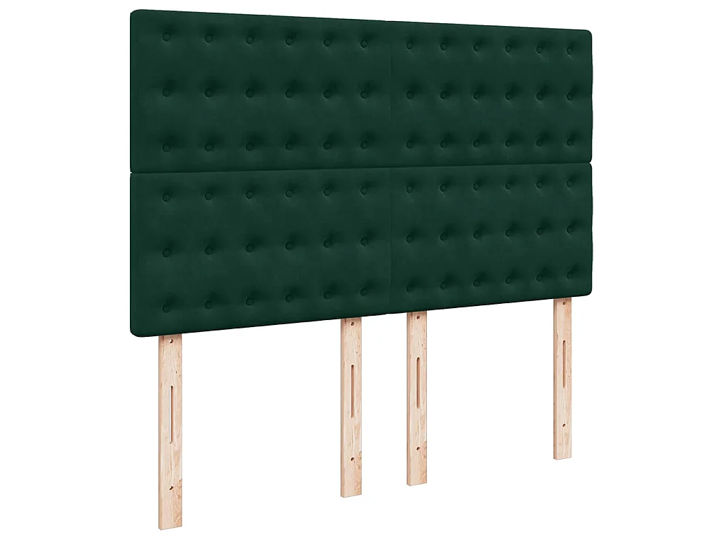 Cama box spring con colchón terciopelo verde oscuro 140x200 cm