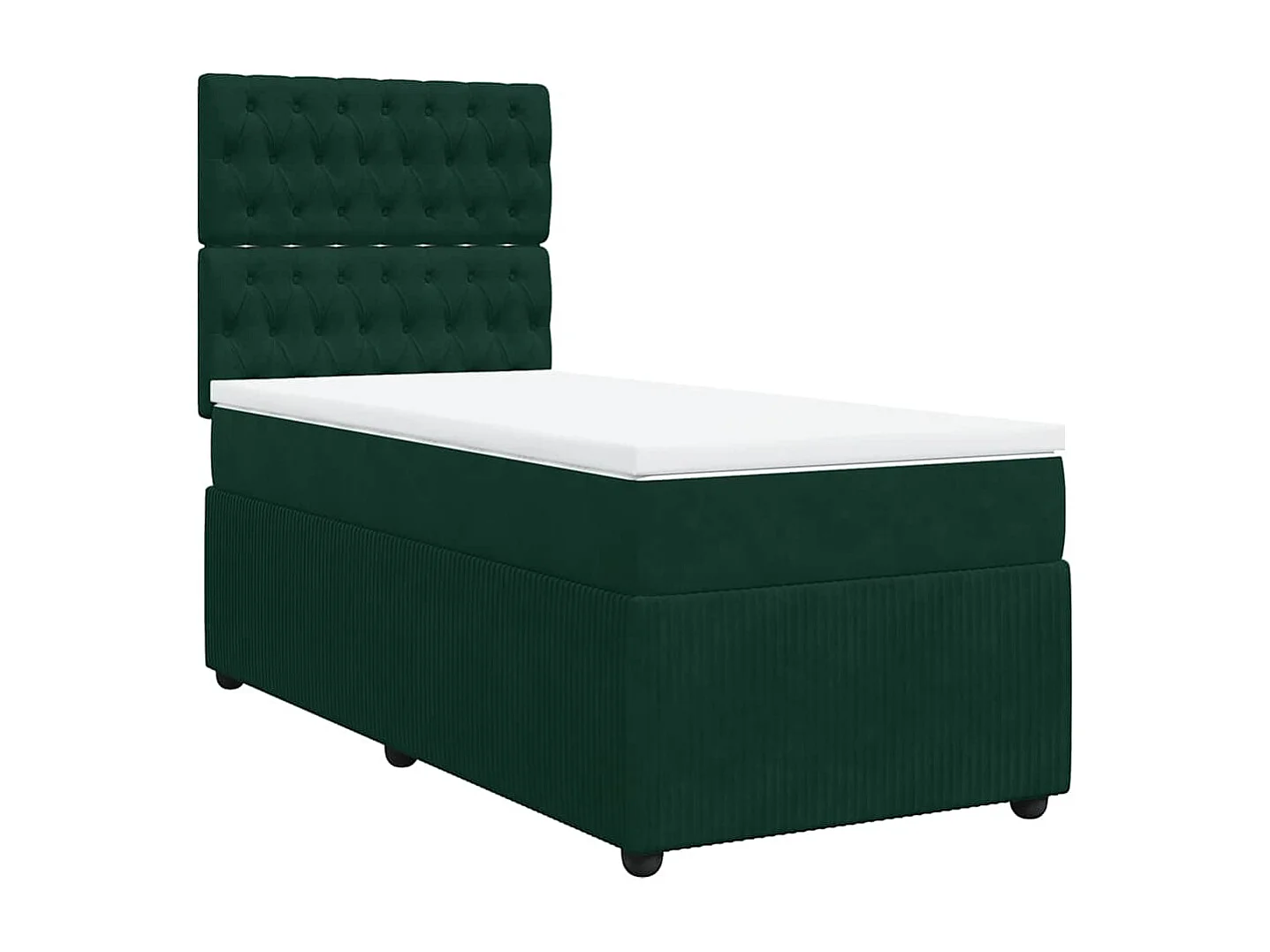 Cama box spring con colchón terciopelo verde oscuro 90x200 cm