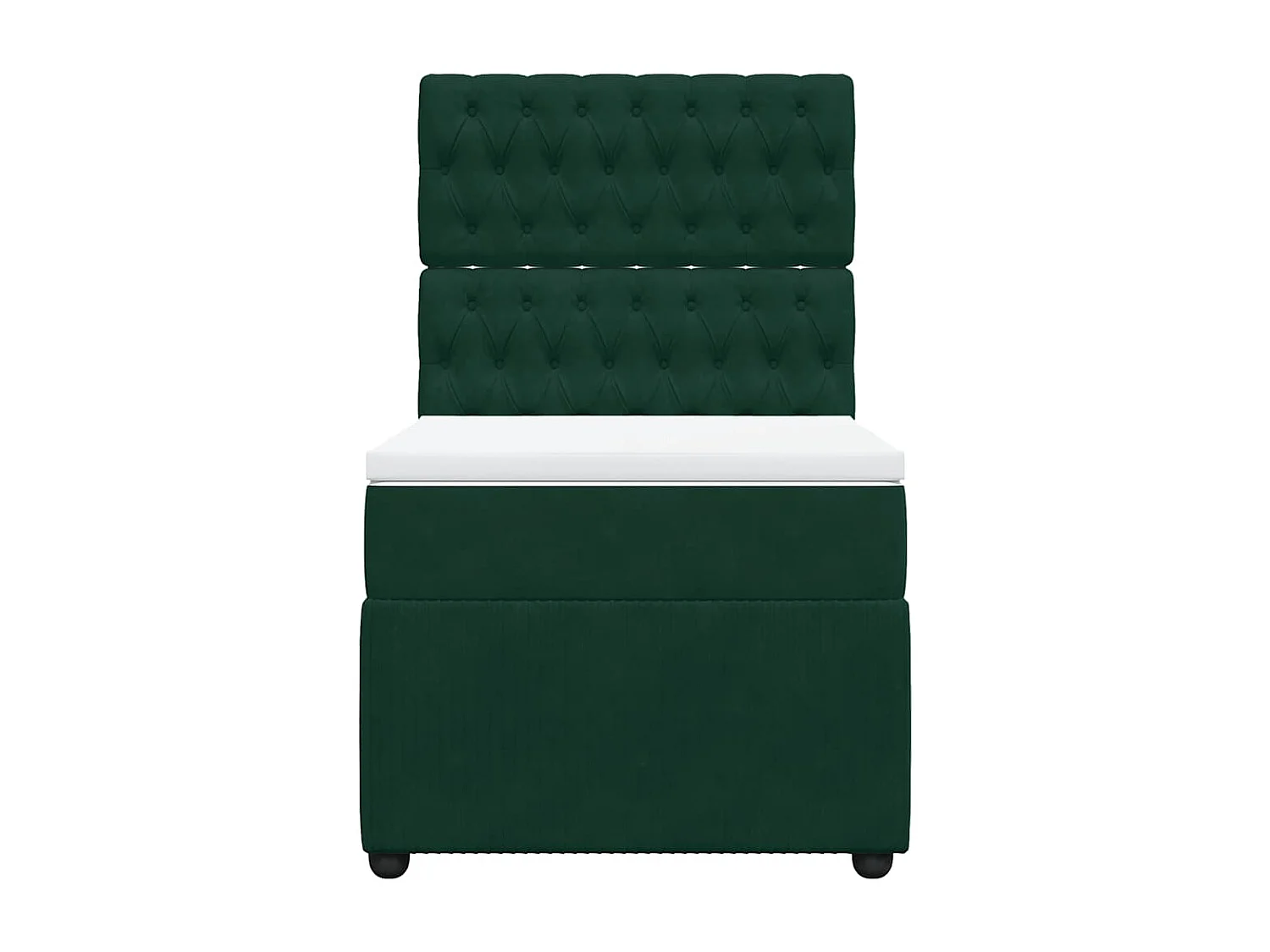 Cama box spring con colchón terciopelo verde oscuro 90x200 cm