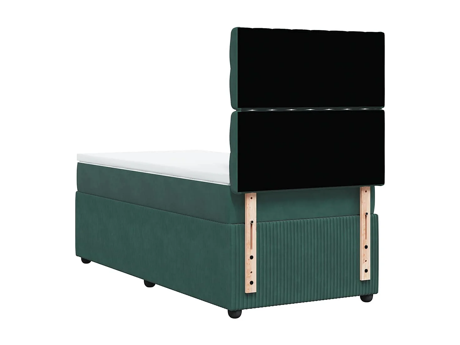 Cama box spring con colchón terciopelo verde oscuro 90x200 cm