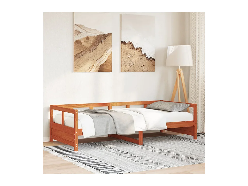 Lit de jour sans matelas cire marron 90x190 cm bois pin massif