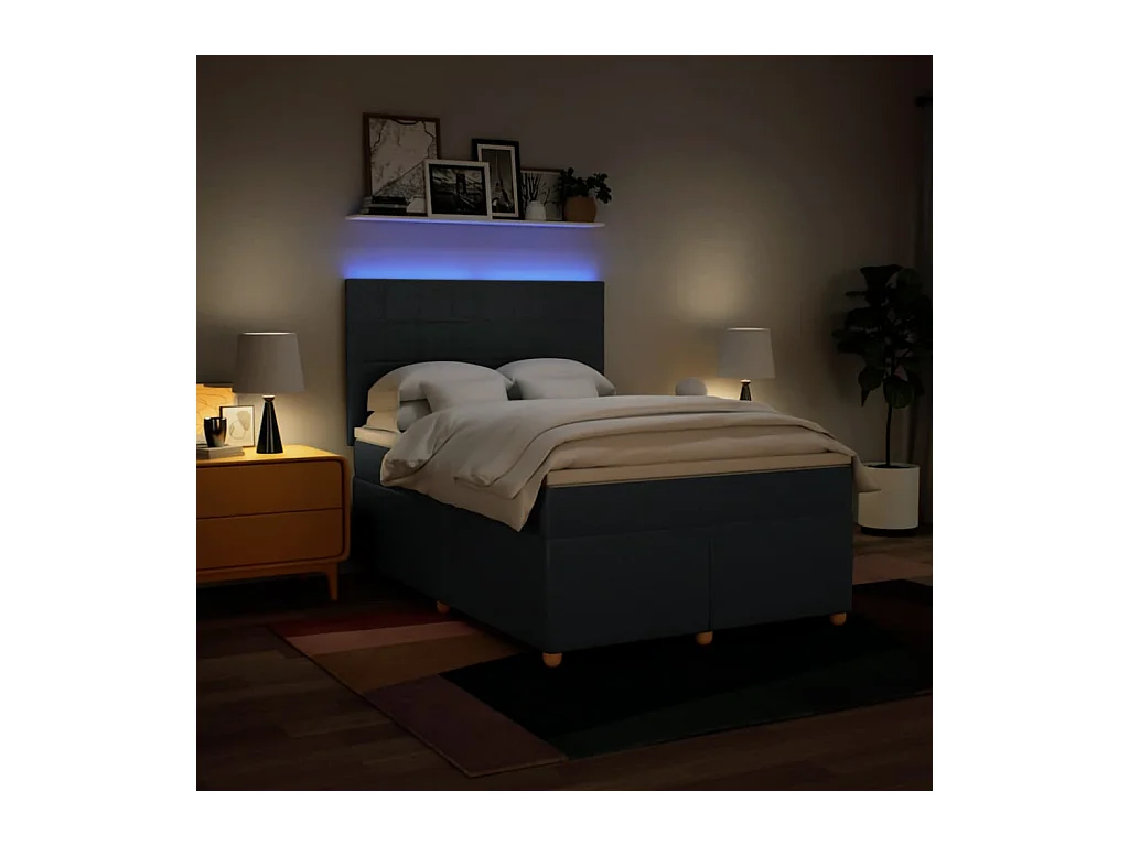 Sommier à lattes de lit avec matelas Bleu 140x190 cm Tissu