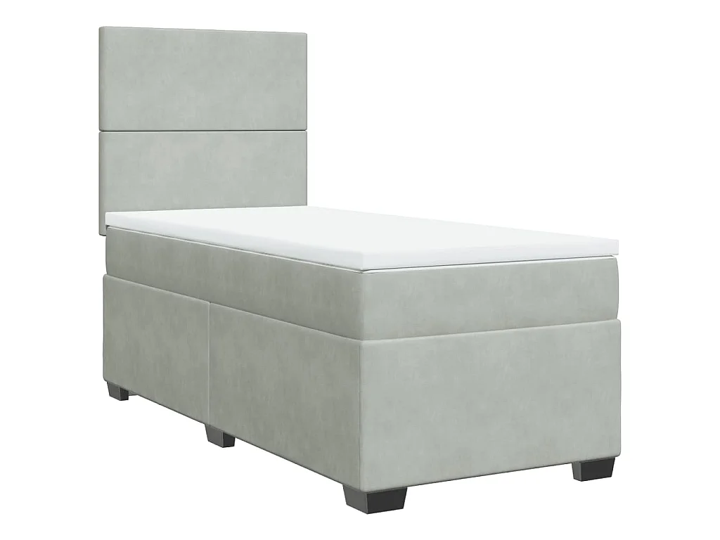 Boxspringbett mit Matratze Hellgrau 90x200 cm Samt