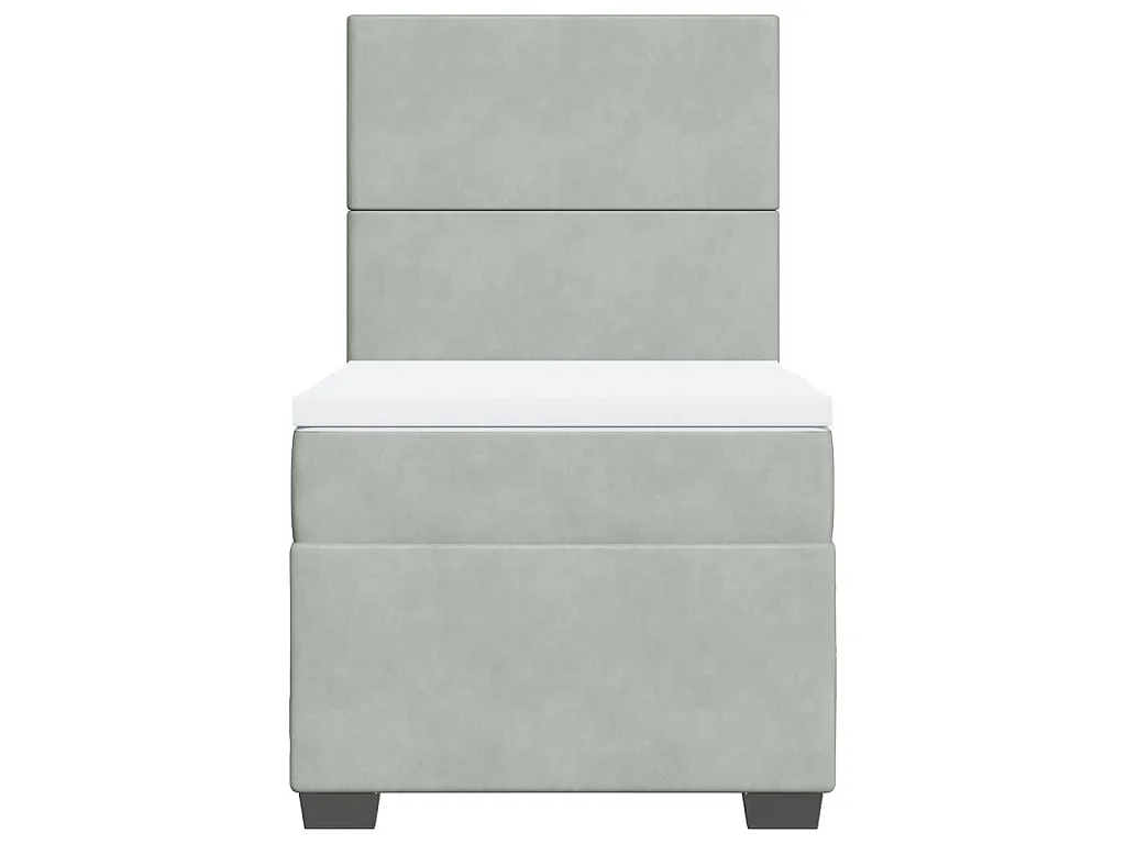 Boxspringbett mit Matratze Hellgrau 90x200 cm Samt