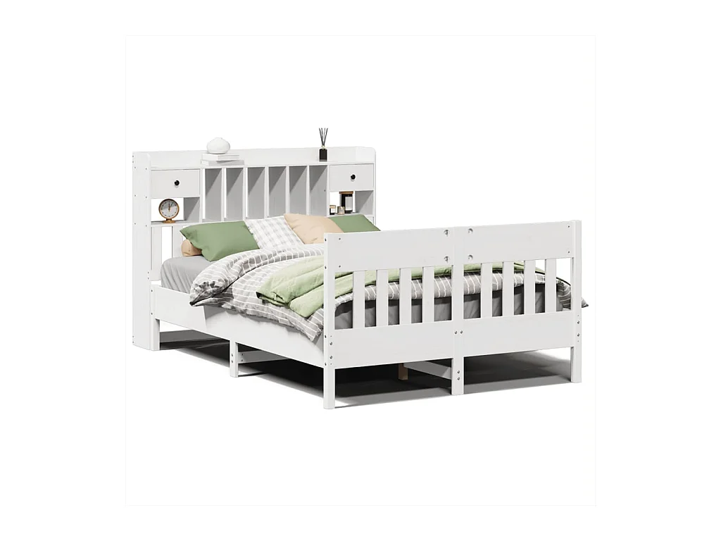 Cadre de lit sans matelas blanc 140x190 cm bois de pin massif