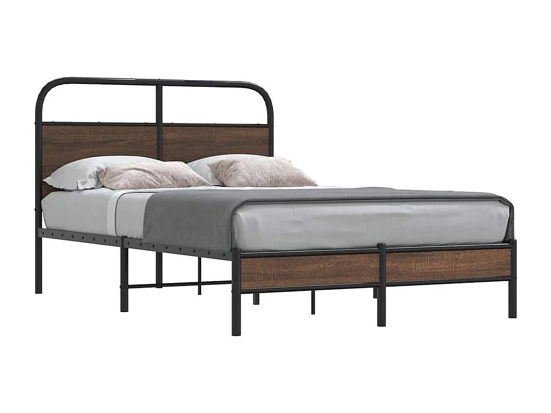 Estructura de cama sin colchón 140x190 cm madera marrón roble