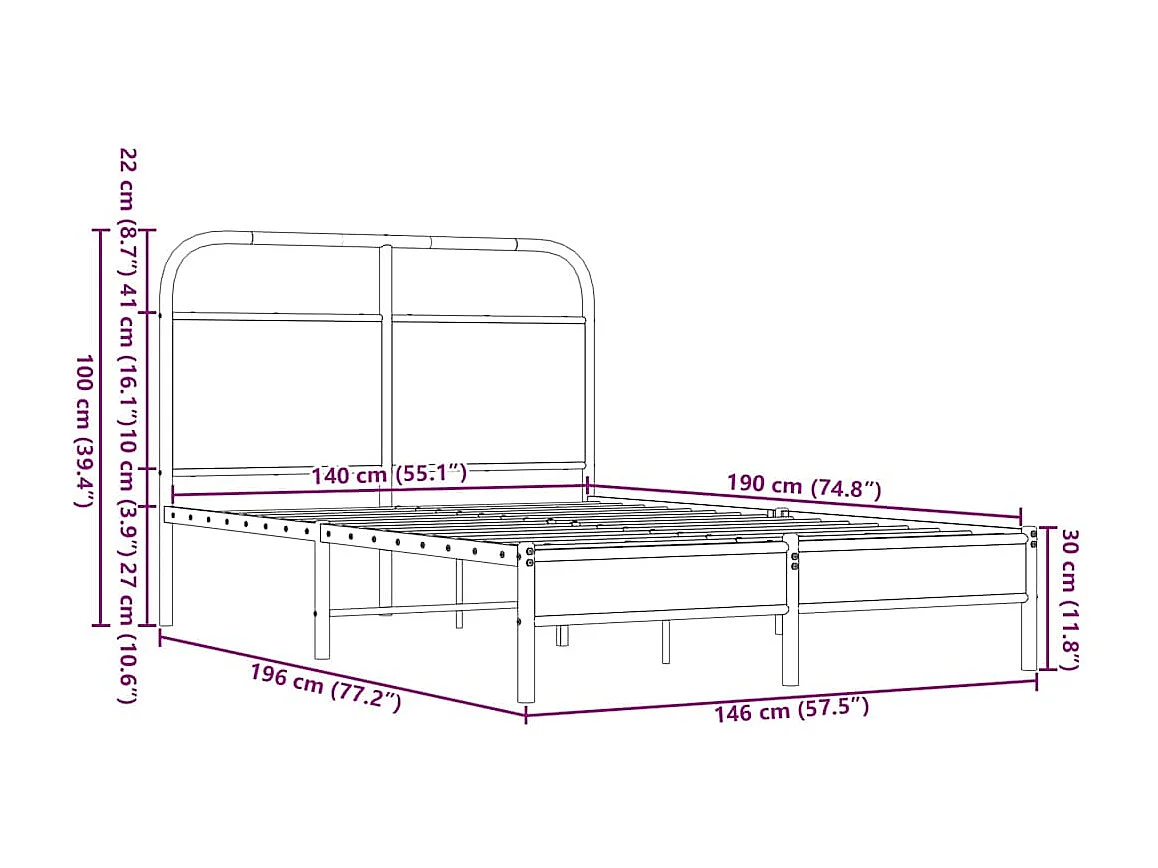 Bedframe zonder matras bewerkt hout bruin eikenkleur 140x190 cm