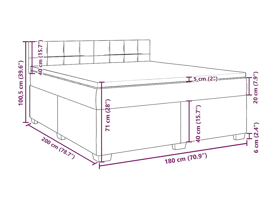 Sommier à lattes de lit et matelas bleu 180x200 cm velours
