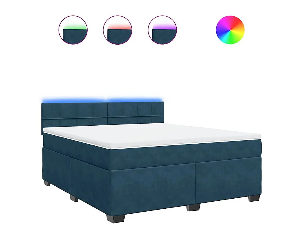 Boxspringbett mit Matratze Blau 180x200 cm Samt