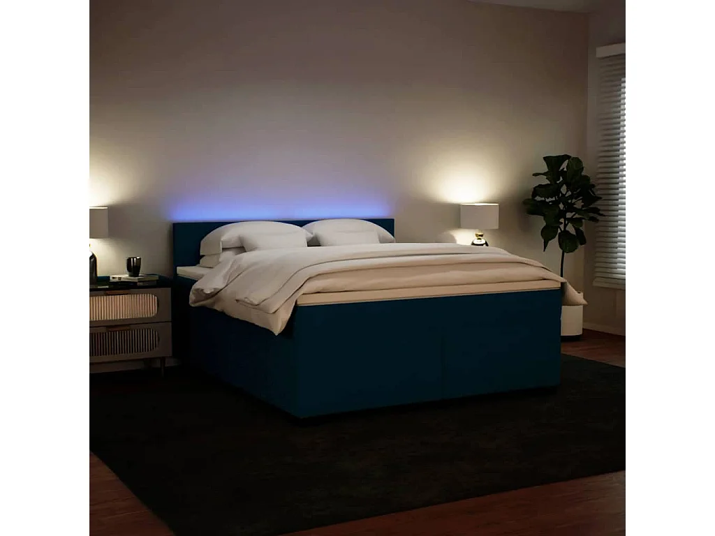 Boxspringbett mit Matratze Blau 180x200 cm Samt