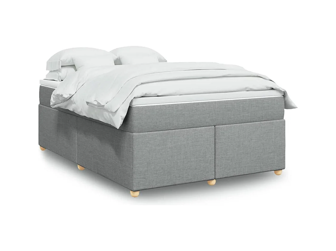 Boxspringbett mit Matratze Hellgrau 160x200 cm Stoff