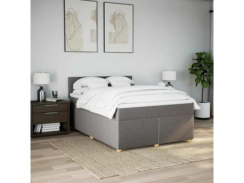 Boxspring met matras stof taupe 140x190 cm