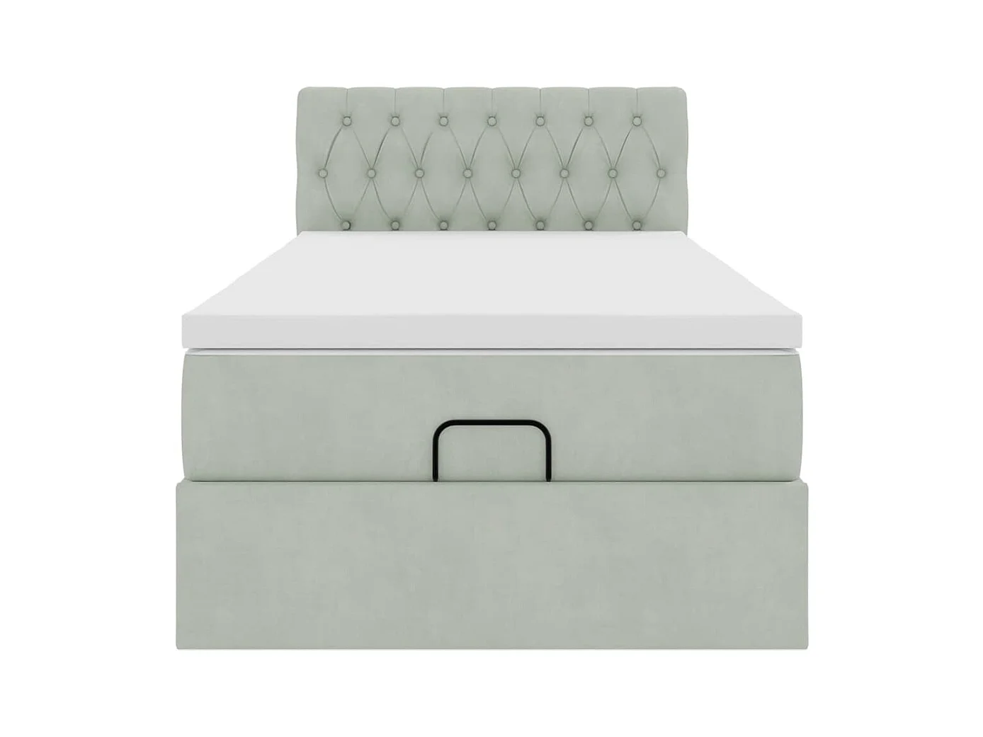 Ottoman-Bett mit Matratze Hellgrau 100x200 cm Samt