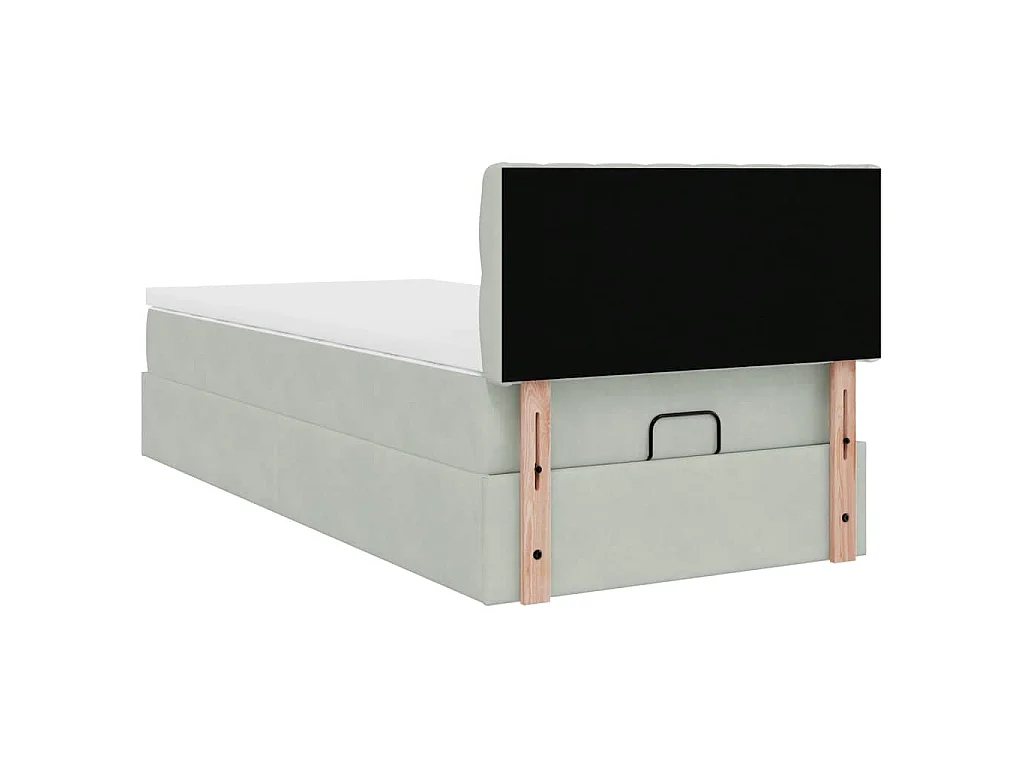 Cadre de lit ottoman et matelas gris clair 100x200 cm velours