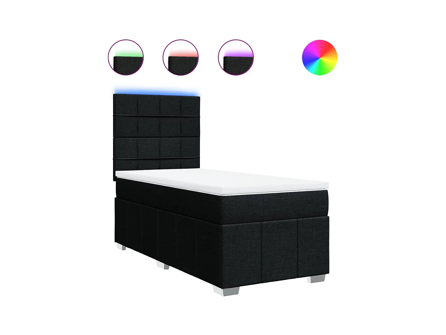 Boxspringbett mit Matratze Schwarz 90x190 cm Stoff