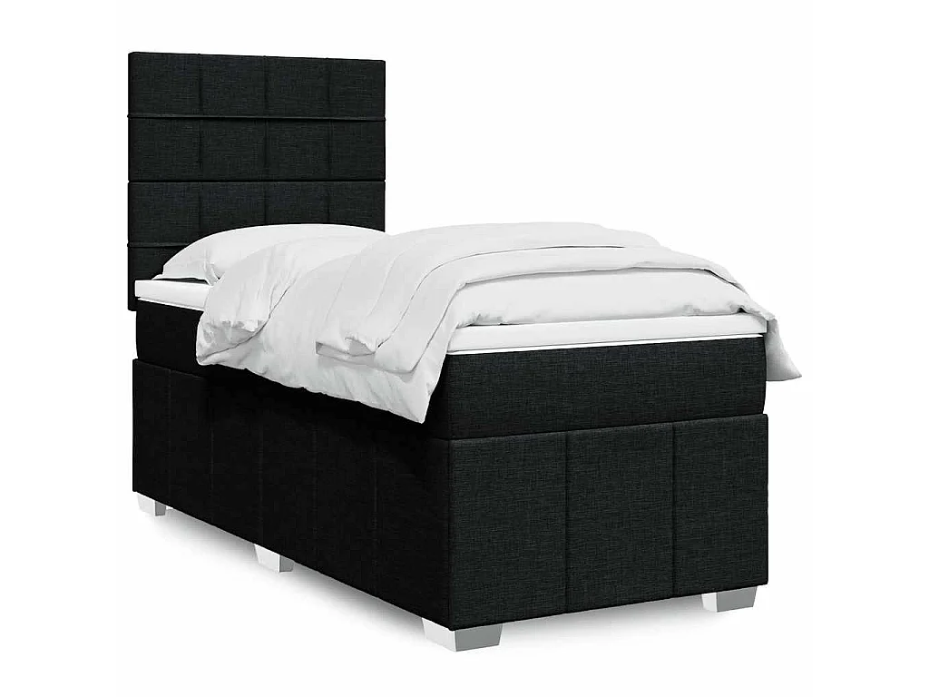 Sommier à lattes de lit avec matelas Noir 90x190 cm Tissu