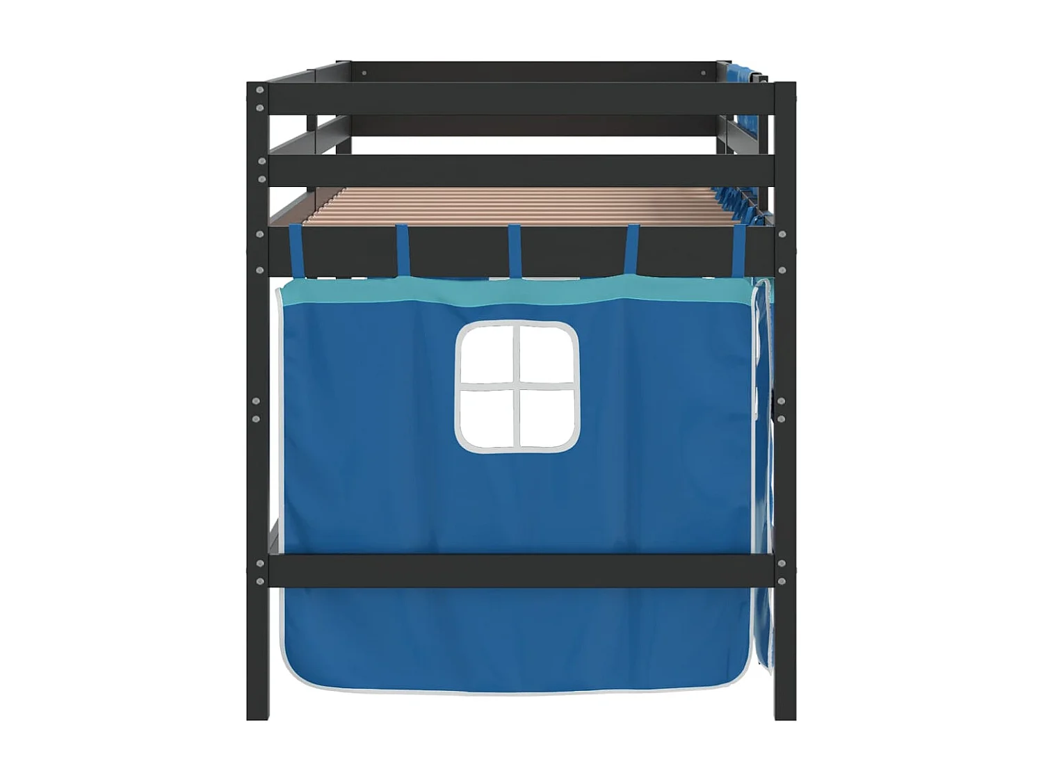 Cama alta p/ criança c/ cortinas 90x200 cm pinho maciço azul